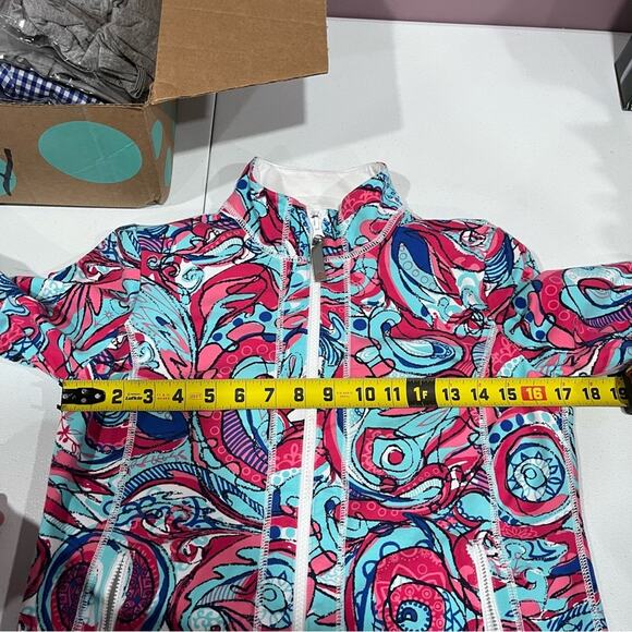 T by Talbots Pink Blue Swirl Full Zip Activewear Jacket Petite - Picture 6 of 6